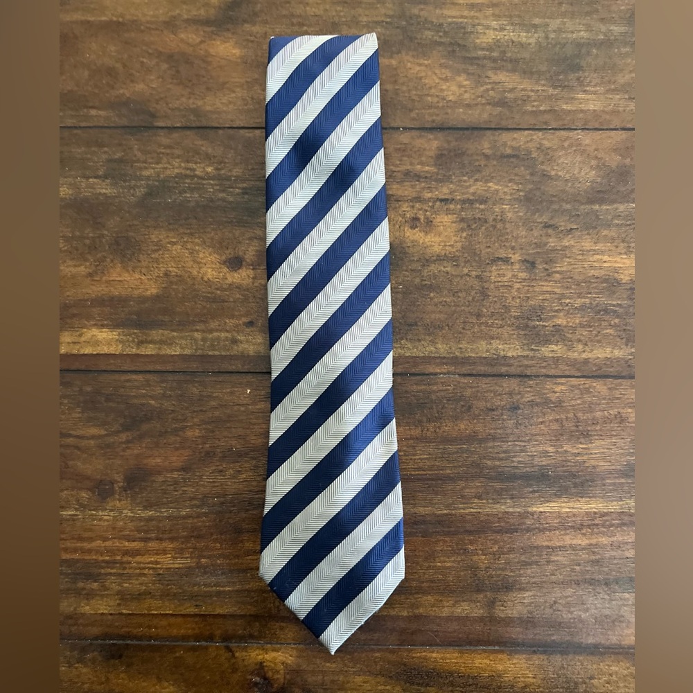 Pura Seta Silk Striped Blue and Gray Men'sโ Tie